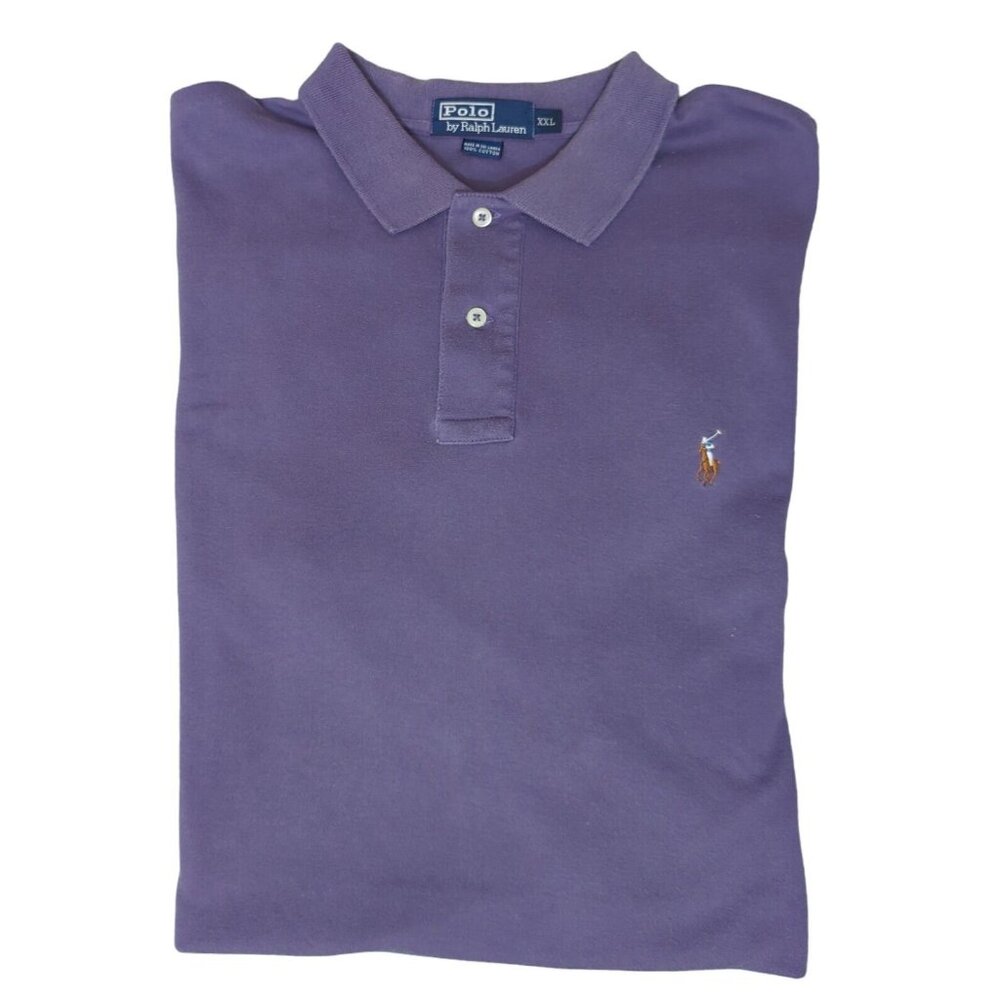 Polo by Ralph Lauren Shirt Men‎ XXL Purple Solid Short Sleeve Casual 100% Cotton